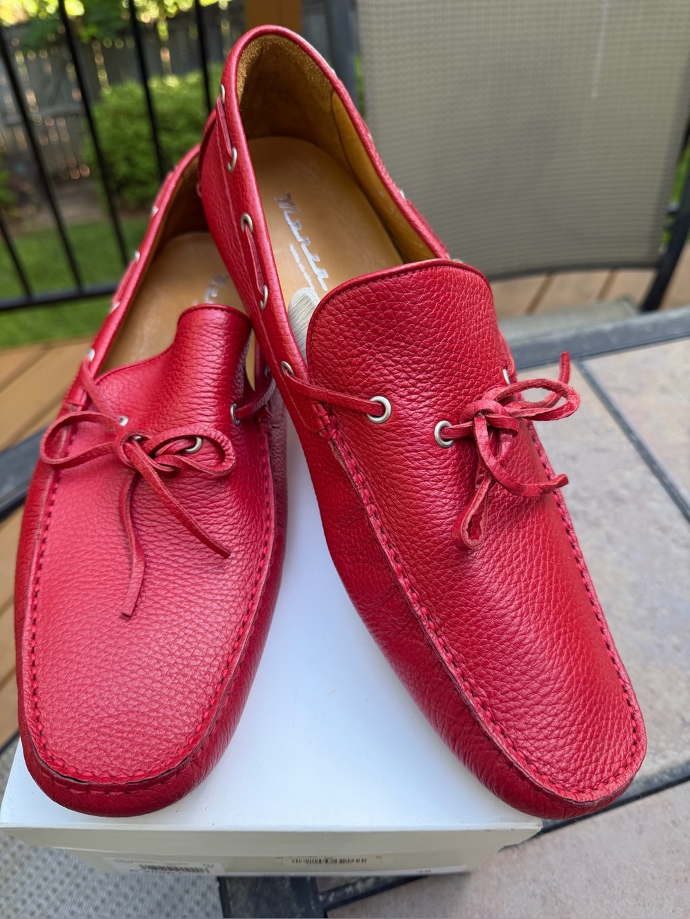 Monza Red Leather Driving Loafers - Men EU Sz 46